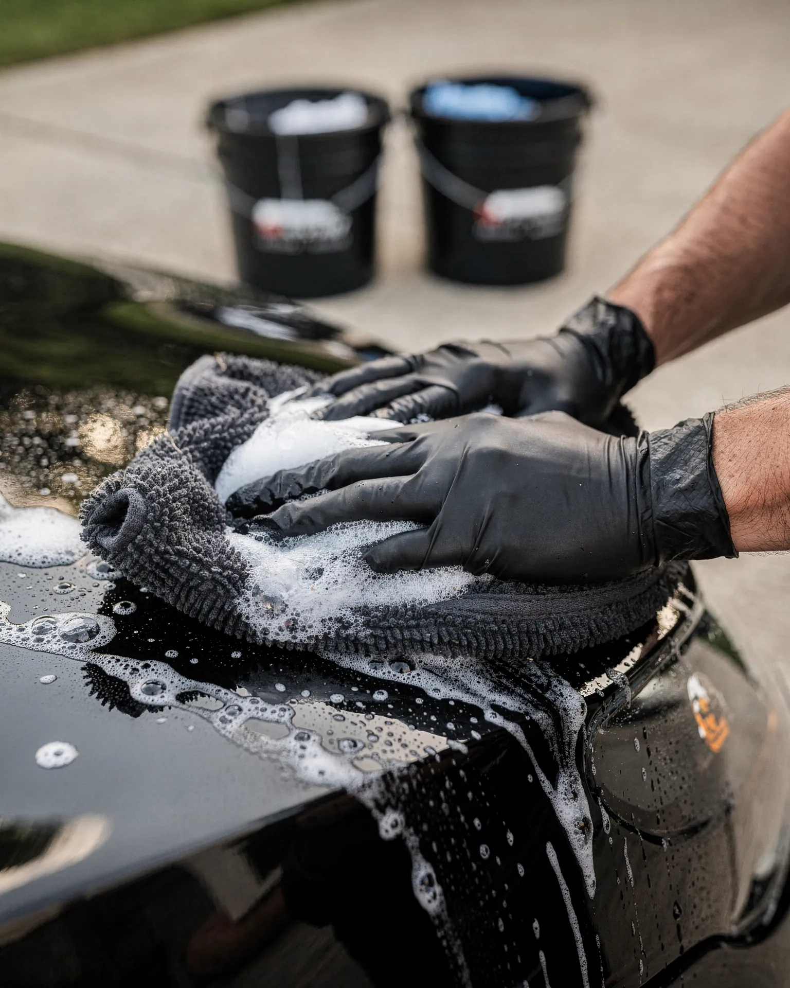 Technicien AutoÉclat appliquant la méthode 2 seaux